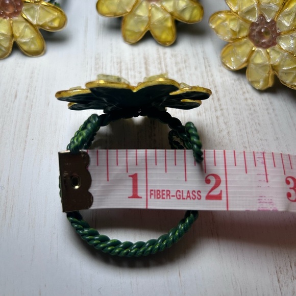 Vintage 90s Yellow Floral Napkin Rings (1) Set of 6 Spring Summer rare find - Picture 8 of 9